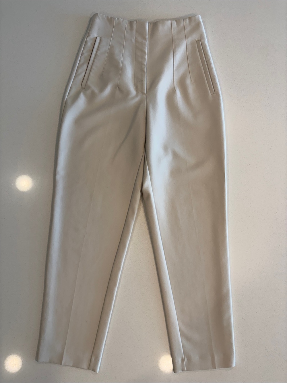 Zara Cream High-Waist Tailored Trousers